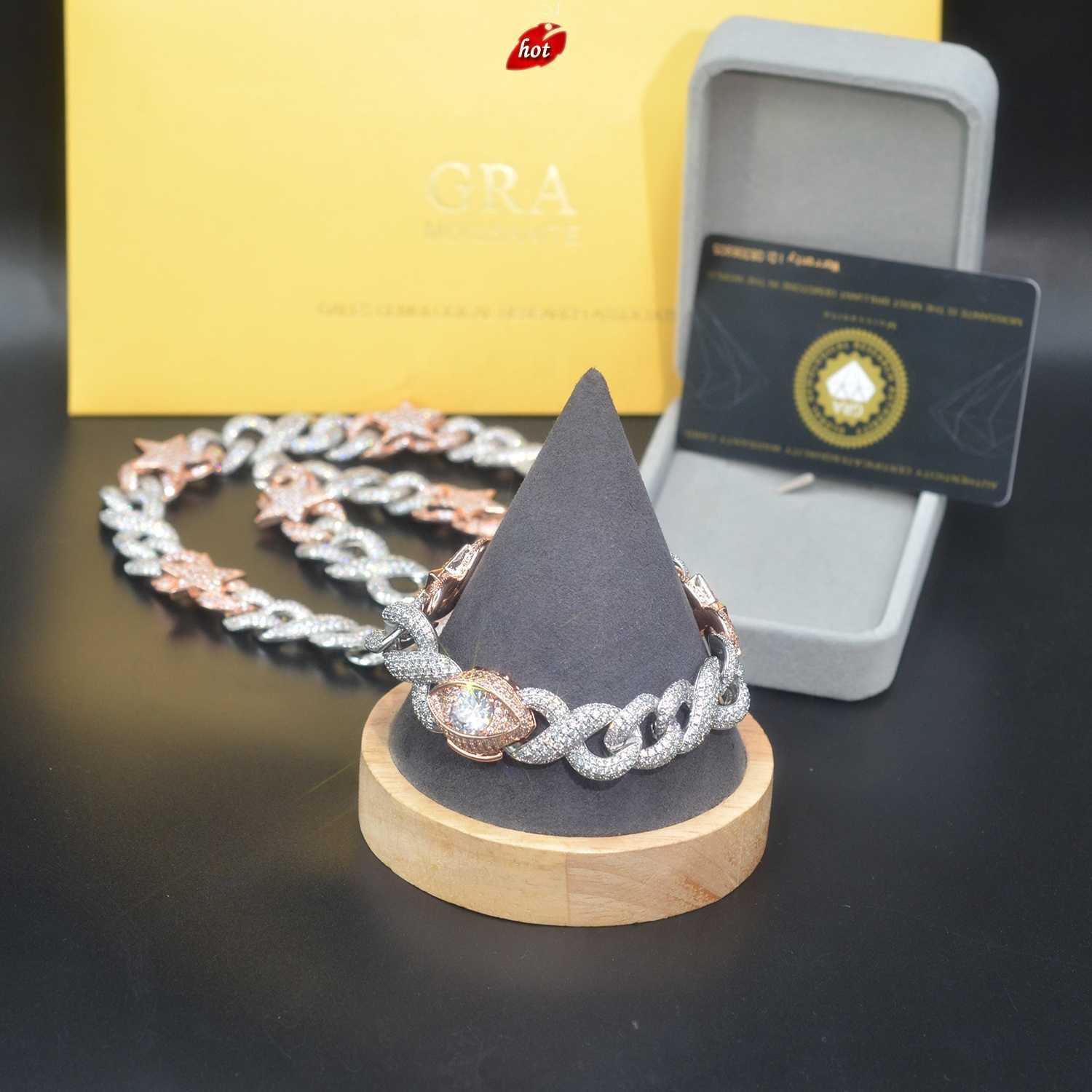 bracelet necklace mossanite Designer Jewelry Hotsale New Design Iced Out Vvs Diamond Silver Cuban Link Bracelet 15mm Hip Hop Men Women Jewelry