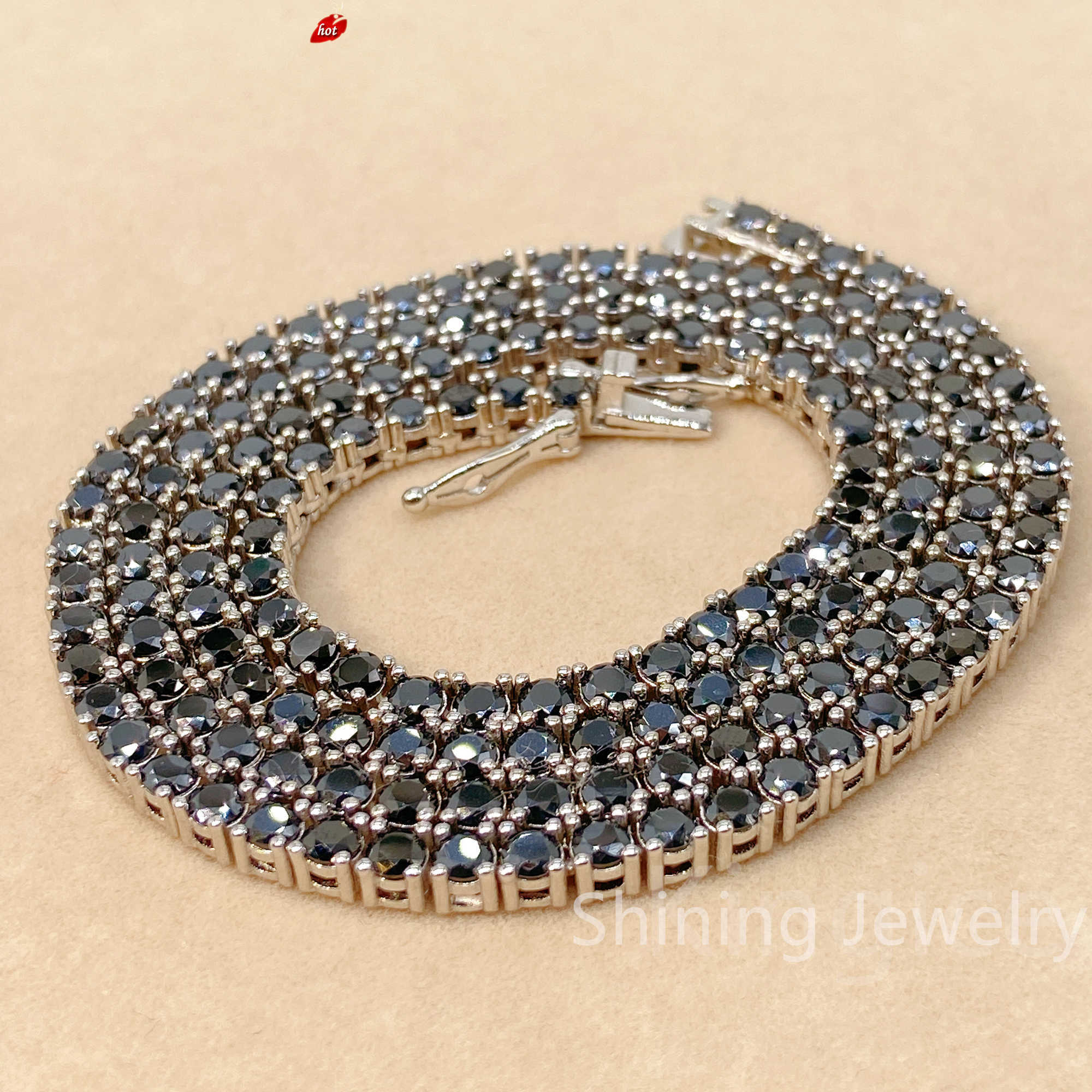necklace moissanite chain Designer Hip Hop Dia Jewelry Men Iced Out S Sterg Sliver Black Moissanite Tennis Chain