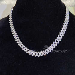 2023 Iced Out Jewelry 10mm Stone Vvs Moissanite Dia 10k Real Gold Cuban Necklace