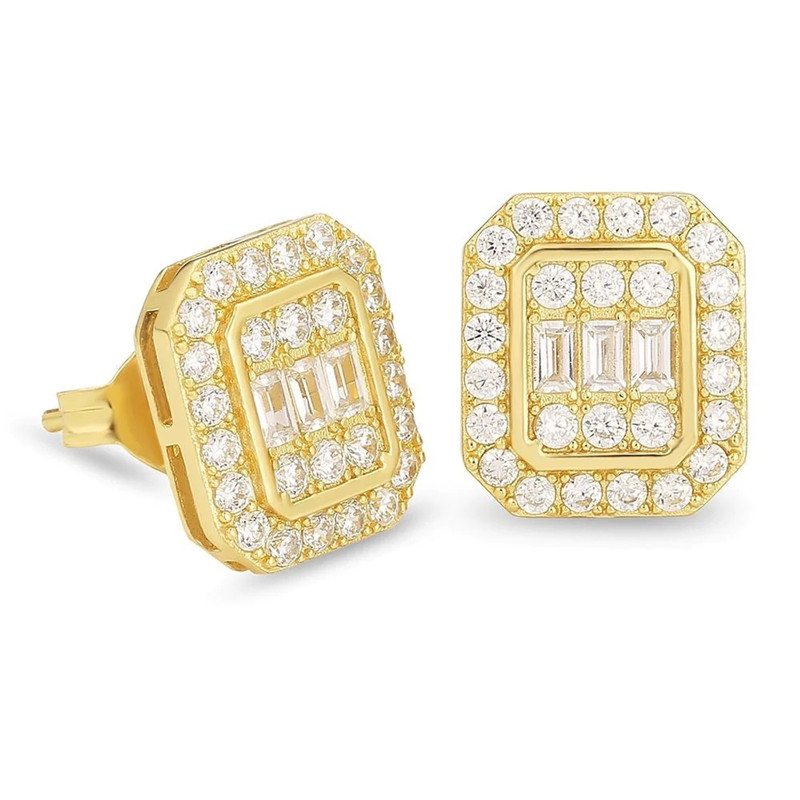Fashion Earrings for Men Women 18K Yellow White Gold Plated Sparky Cubic CZ Earrings Nice Gift