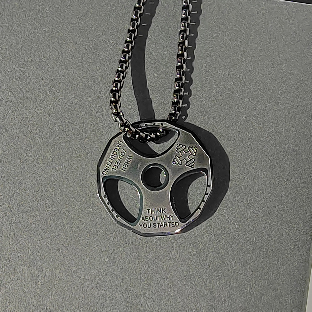 Men's Gun Black Sports Barbell Dumbbell Pendant Necklace Stainless Steel Sports Fitness Pendants Jewelry Gold/Silver/Black