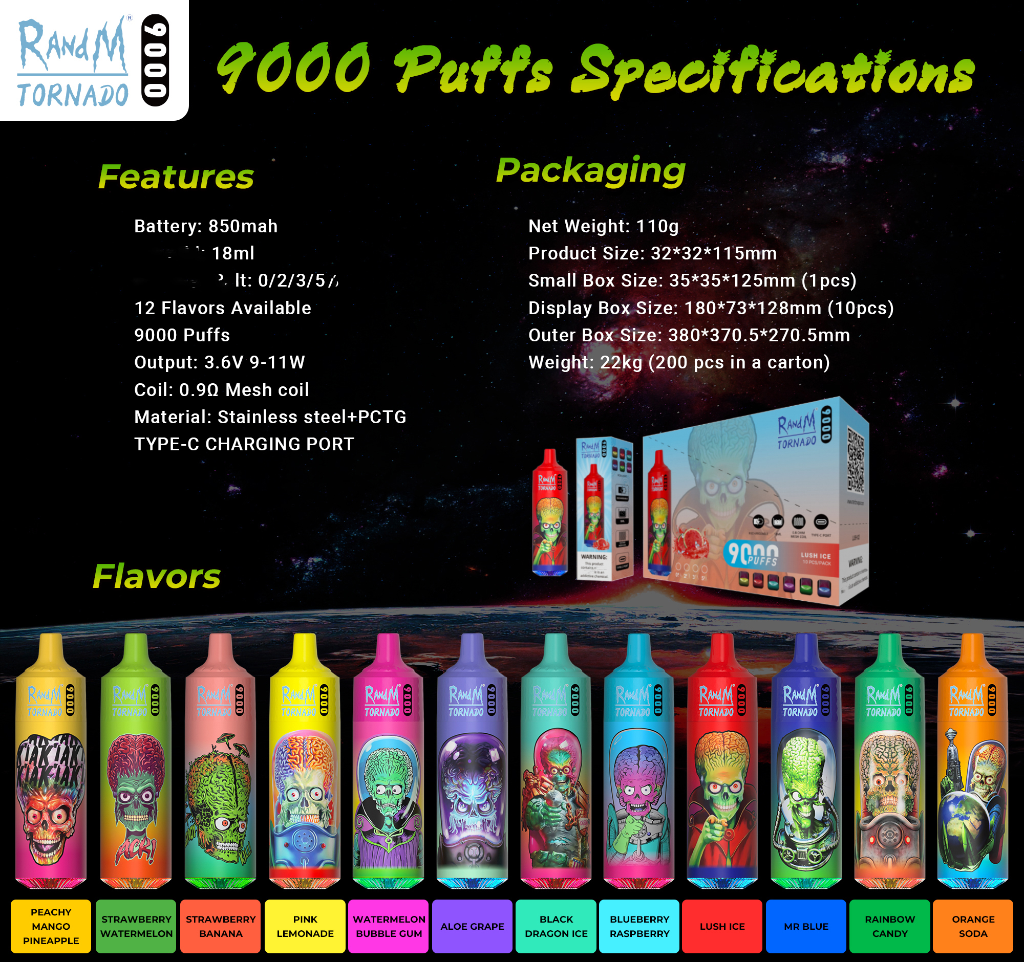Original E Cigarette RandM Tornado 9000 Puffs vape disposable Puff 7000 Hits Disposables vapes pods MESH COIL 18ml 850Mah Battery Recharged vaper desechables cigs
Original E Cigarette RandM Tornado 9000 Puffs vape disposable Puff 7000 Hits Disposables vapes pods MESH COIL 18ml 850Mah Battery Recharged vaper desechables cigs