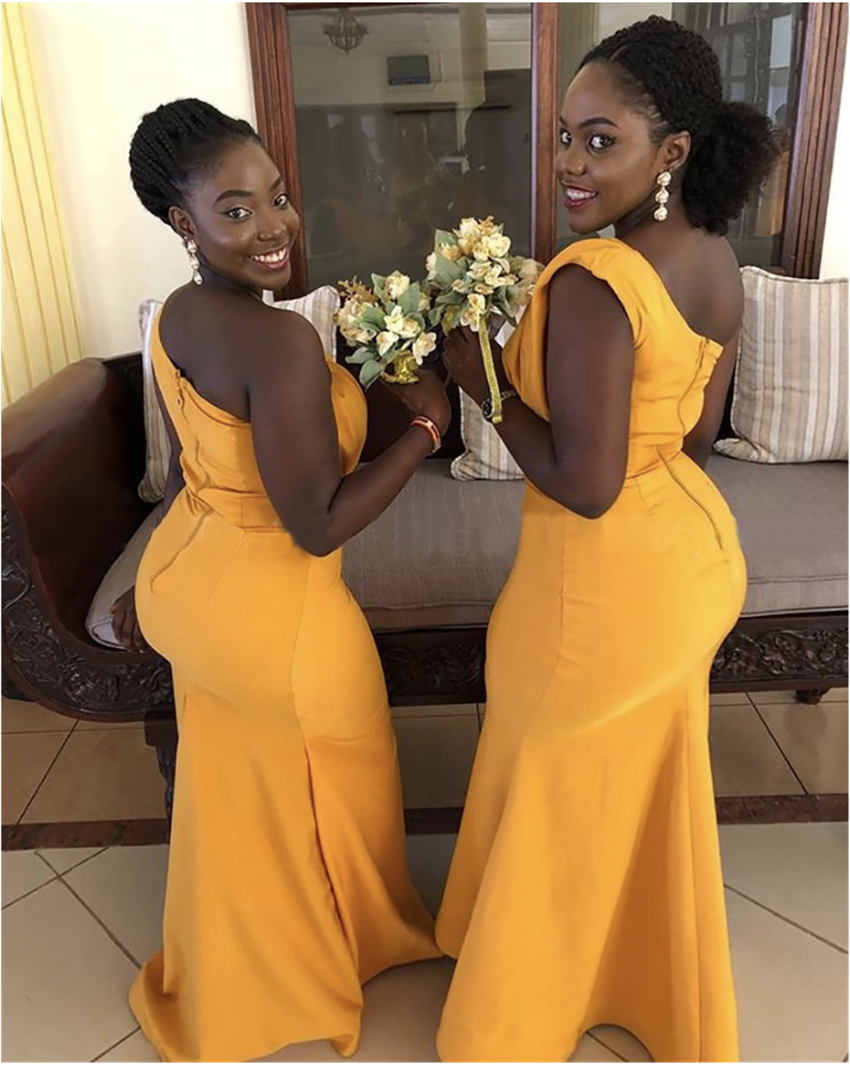 New Gold African Bridesmaid Dresses One Shoulder Pleats Satin Long Wedding Party Dress Mermaid Maid Of Honor Gowns Plus Size