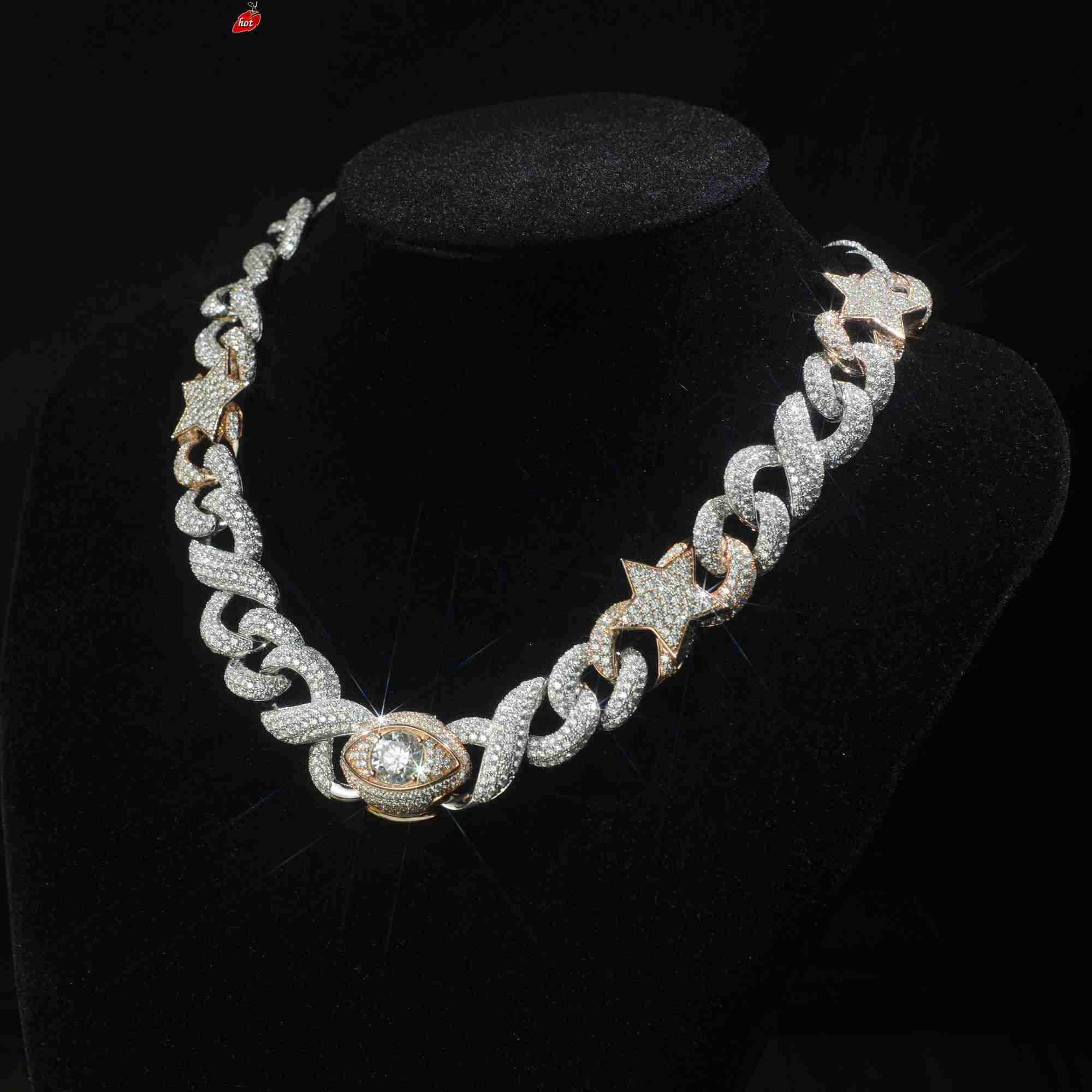 bracelet necklace mossanite Designer Jewelry Hotsale New Design Iced Out Vvs Diamond Silver Cuban Link Bracelet 15mm Hip Hop Men Women Jewelry