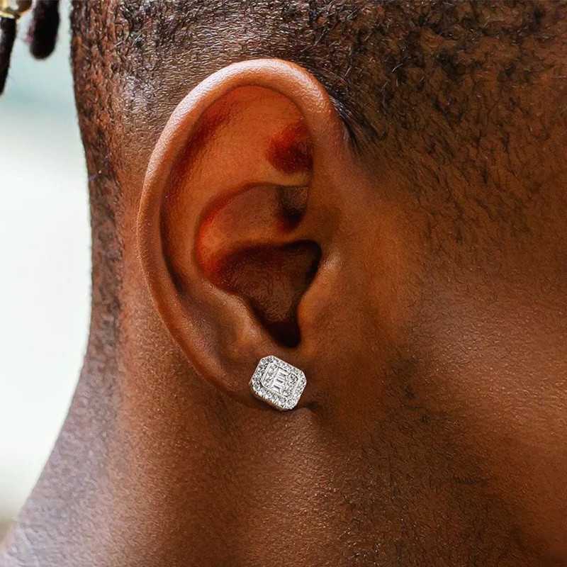 Fashion Earrings for Men Women 18K Yellow White Gold Plated Sparky Cubic CZ Earrings Nice Gift