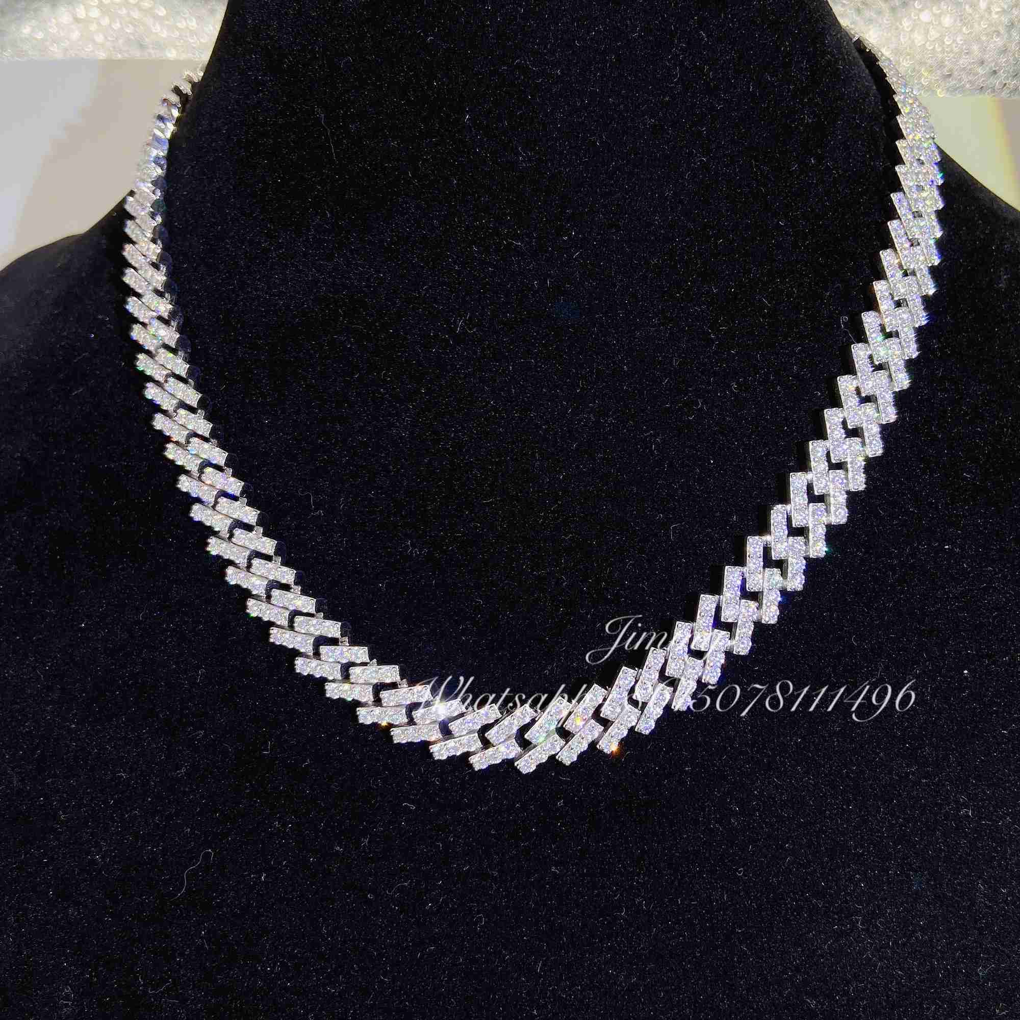 2023 Iced Out Jewelry 10mm Stone Vvs Moissanite Dia 10k Real Gold Cuban Necklace