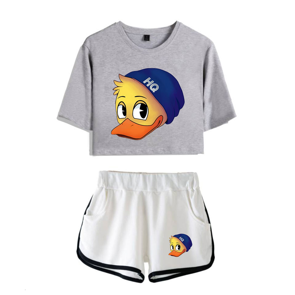 Women s Two Piece Pants Quackity Set Fashion Summer Short Sleeve Top Shorts Arrival Trendy Clothes 230106