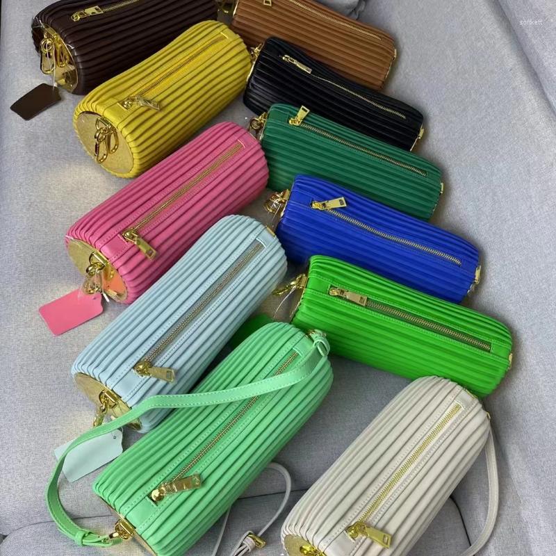 Evening Bags Pleated Cylinder Designer Bag Fashion Chain Double Straps Shoulder Messenger Genuine Leather Women's Underarm, White
Evening Bags Pleated Cylinder Designer Bag Fashion Chain Double Straps Shoulder Messenger Genuine Leather Women's Underarm, White
