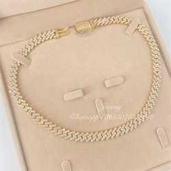 2023 Iced Out Jewelry 10mm Stone Vvs Moissanite Dia 10k Real Gold Cuban Necklace