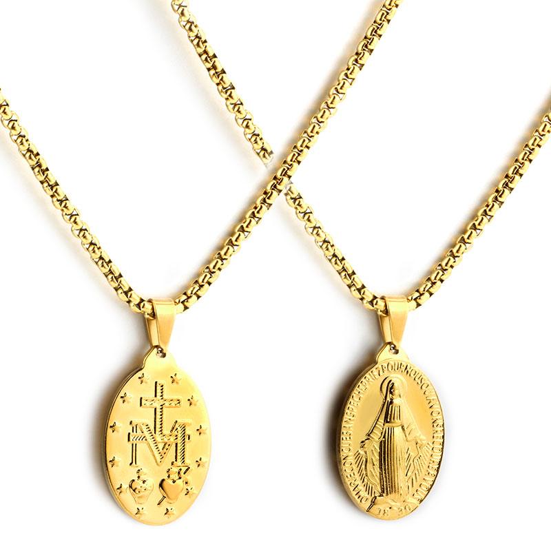 Chains Stainless Steel Virgin Mary Pendants Gold Tone Religious Square Necklace For Men Women Hip Hop Necklaces Jewelry Christian Gifts
Chains Stainless Steel Virgin Mary Pendants Gold Tone Religious Square Necklace For Men Women Hip Hop Necklaces Jewelry Christian Gifts