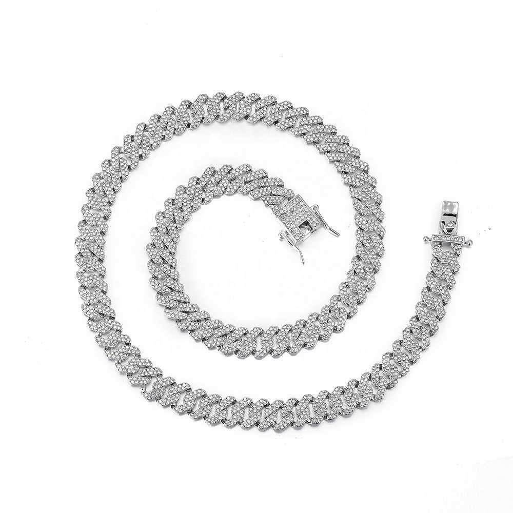 9mm Crystal Cuban Link Chain Necklace Cuban Chain Necklace Cuban Chain Ice