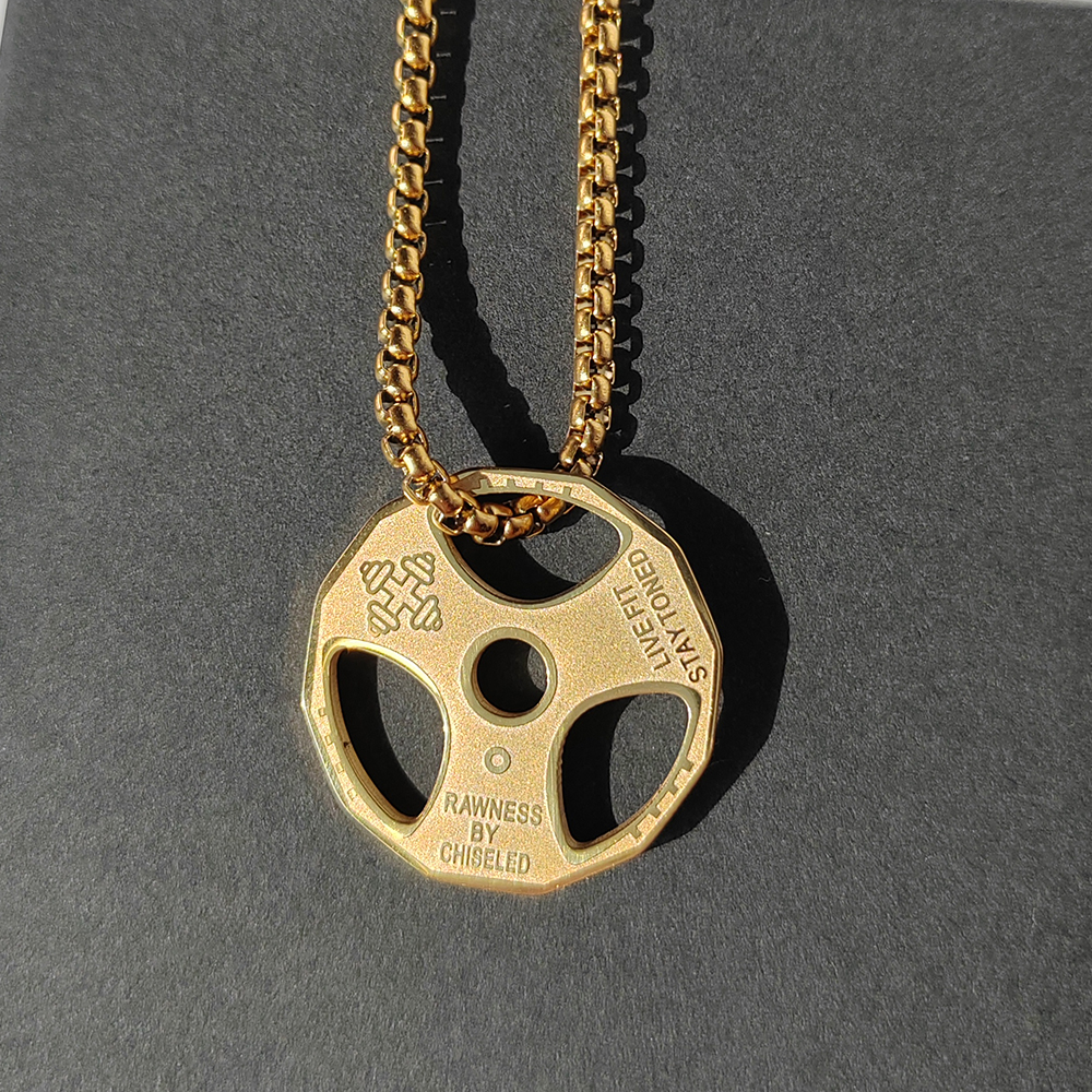 Men's Gun Black Sports Barbell Dumbbell Pendant Necklace Stainless Steel Sports Fitness Pendants Jewelry Gold/Silver/Black