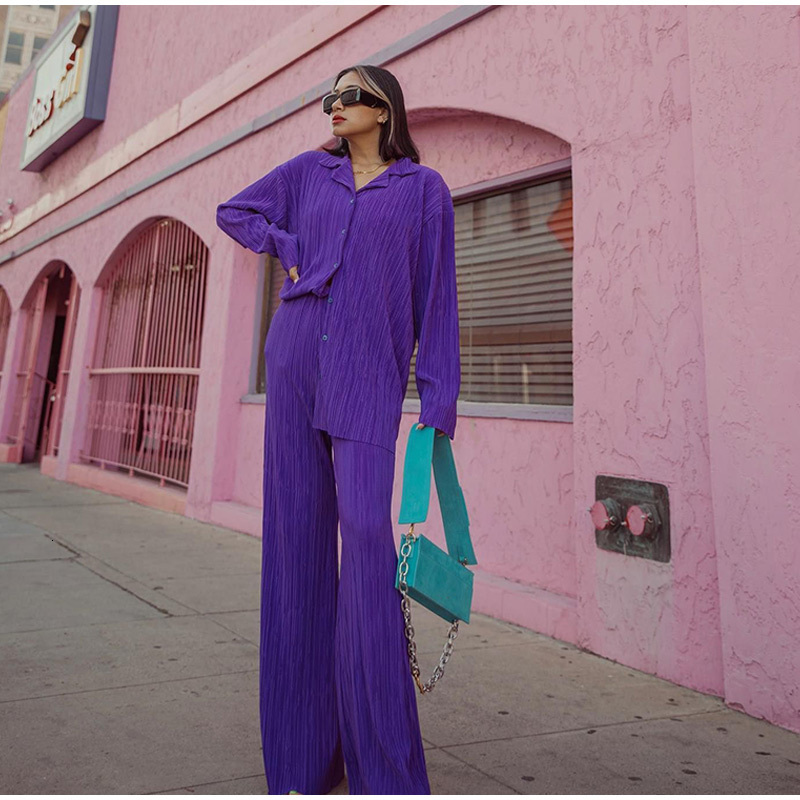 Women s Two Piece Pants Summer Shirt Pleated Set Loose High Waist Wide Leg Shorts Suit Casual Elegant Office Ladies Female Outfit 230106