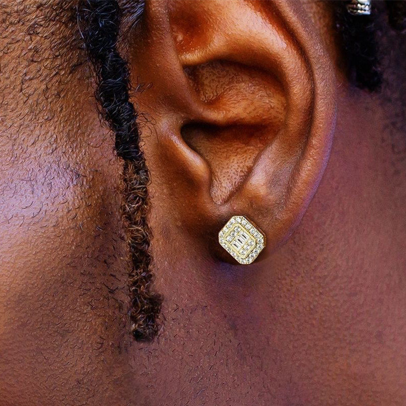 Fashion Earrings for Men Women 18K Yellow White Gold Plated Sparky Cubic CZ Earrings Nice Gift