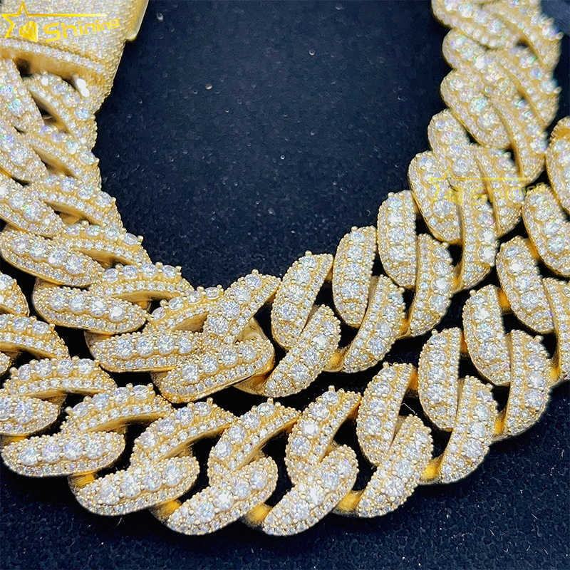 20mm Hiphop Ice Cut Dia Miami k Men's Necklace S Sterg Sier Moissanite Cuban Chain