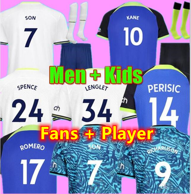 22 23 KANE SON RICHARLISON Soccer Jerseys Player Version KULUSEVSKI HOJBJERG Away 2022 2023 PERISIC Third ROMERO TOtTENham Football kit shirt BENTANCUR Men kids set
22 23 KANE SON RICHARLISON Soccer Jerseys Player Version KULUSEVSKI HOJBJERG Away 2022 2023 PERISIC Third ROMERO TOtTENham Football kit shirt BENTANCUR Men kids set