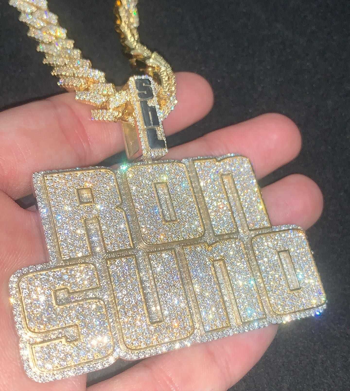 Hip Hop Pendant Bling Iced Out Moissanite Sterling Silver Diamond Charm Custom Necklace