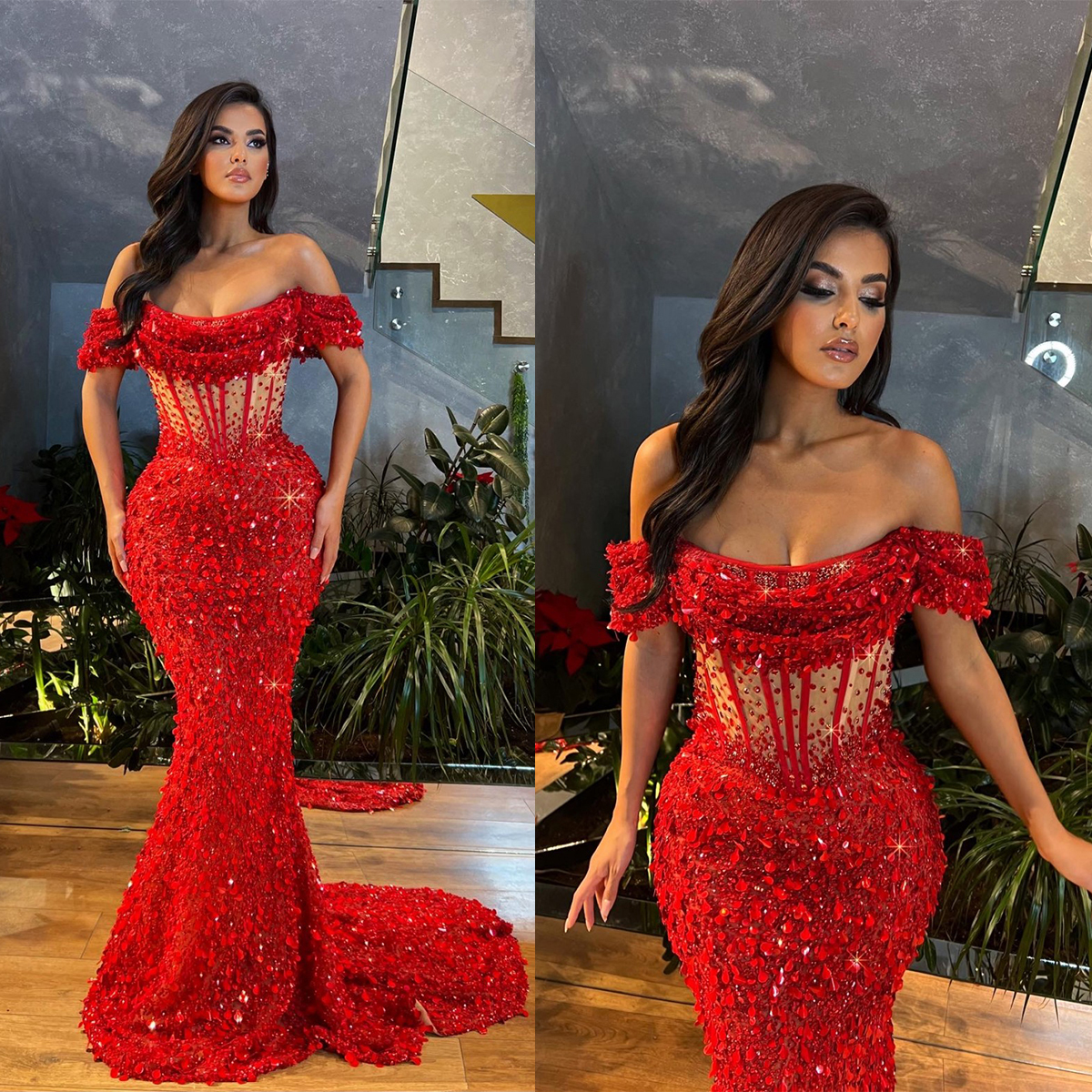 Glamorous Prom Dresses Mermaid Strapless Off the Shoulder Big Shining Sequins with Beaded Backless Court Gown Zipper Custom Made Evening Dress Plus Size, Same as picture
Glamorous Prom Dresses Mermaid Strapless Off the Shoulder Big Shining Sequins with Beaded Backless Court Gown Zipper Custom Made Evening Dress Plus Size, Same as picture