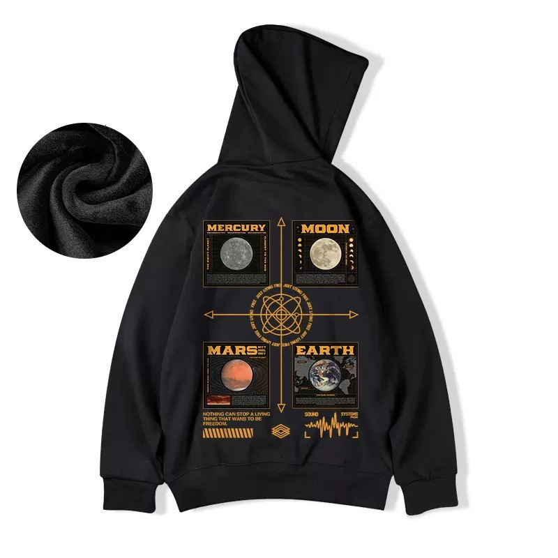 Men's Hoodies Sweatshirts Planet Graphic Loose Fleece Hooded for Men and Women Hip Hop Casual Oversized y2k Streetwear Pullover Hoody 230109Z