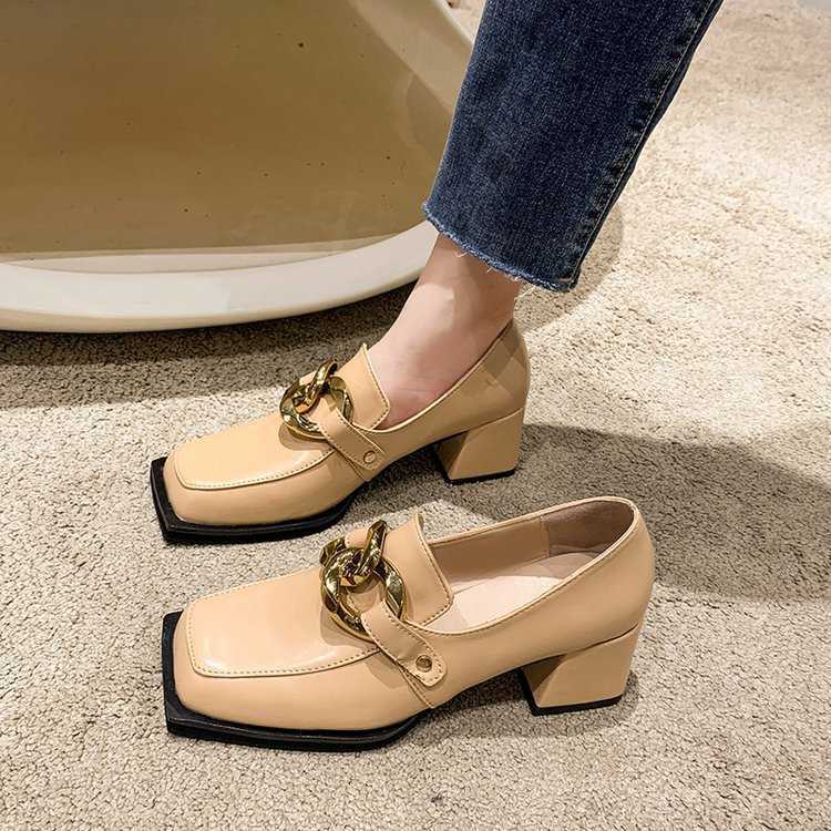 Dress Shoes Metal buckled small leather shoes for women autumn new British style square head high heel fashion single shoes, Black7
Dress Shoes Metal buckled small leather shoes for women autumn new British style square head high heel fashion single shoes, Black7