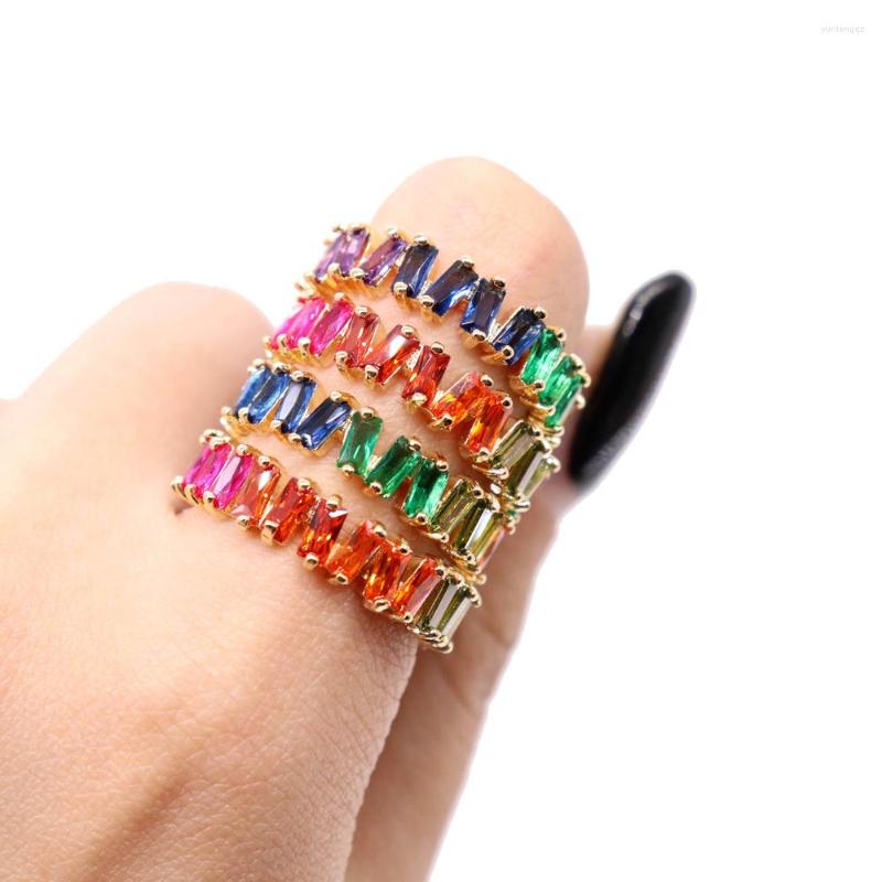 Wedding Rings Gold Color Engagement Handmade Rainbow CZ Stone Finger Anel Band Thin BaguetteFor Women Fashion Jewelry
Wedding Rings Gold Color Engagement Handmade Rainbow CZ Stone Finger Anel Band Thin BaguetteFor Women Fashion Jewelry