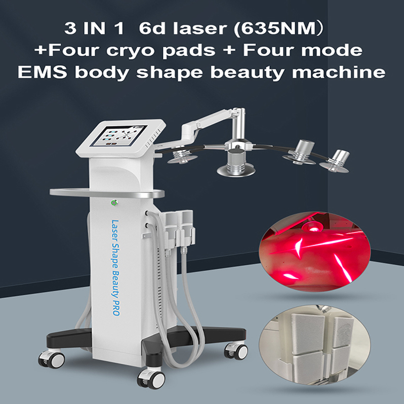 3 in 1 slimming equipment 6D cold lipo laser 635nm 532nm red or green light emslim tighten cryolipolysis fat reduction system body shaping weight loss