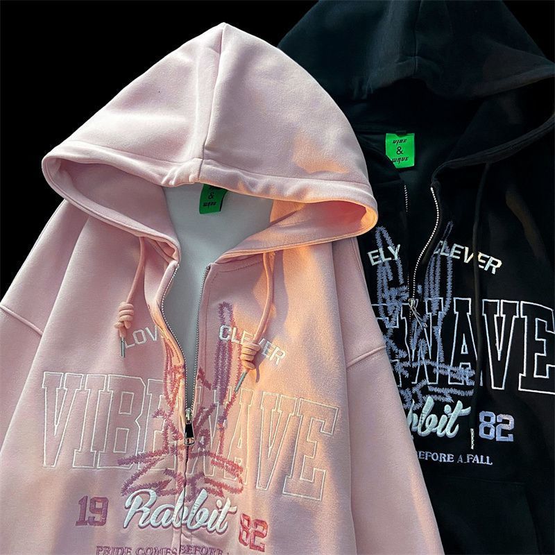 Women s Hoodies Sweatshirts autumn loose hoodie long sleeved top female women American retro letter embroidery hooded sweater trend casual jacket 2301