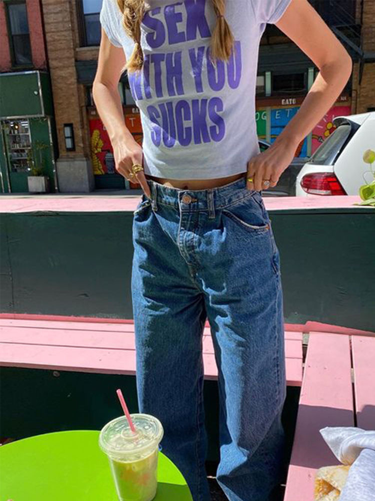 Women s T Shirt Aesthetic Retro Letter Print Short Sleeve Crop Top Women Sexy Slim Summer Tee Chic Grunge Streetwear y2k 230107