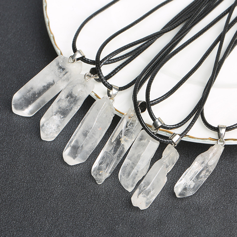 Natural Irregular White Crystal Pillar Stone Pendant Healing Crystal Gemstone Black Rope Chain Necklace Women Jewelry
Natural Irregular White Crystal Pillar Stone Pendant Healing Crystal Gemstone Black Rope Chain Necklace Women Jewelry
