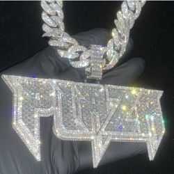 Hip Hop Pendant Bling Iced Out Moissanite Sterling Silver Diamond Charm Custom Necklace