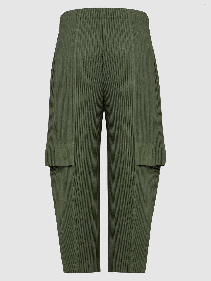 Men039s Pants Miyake Pleated Homme Men Cargo Black High Waist AnkleLength3669440