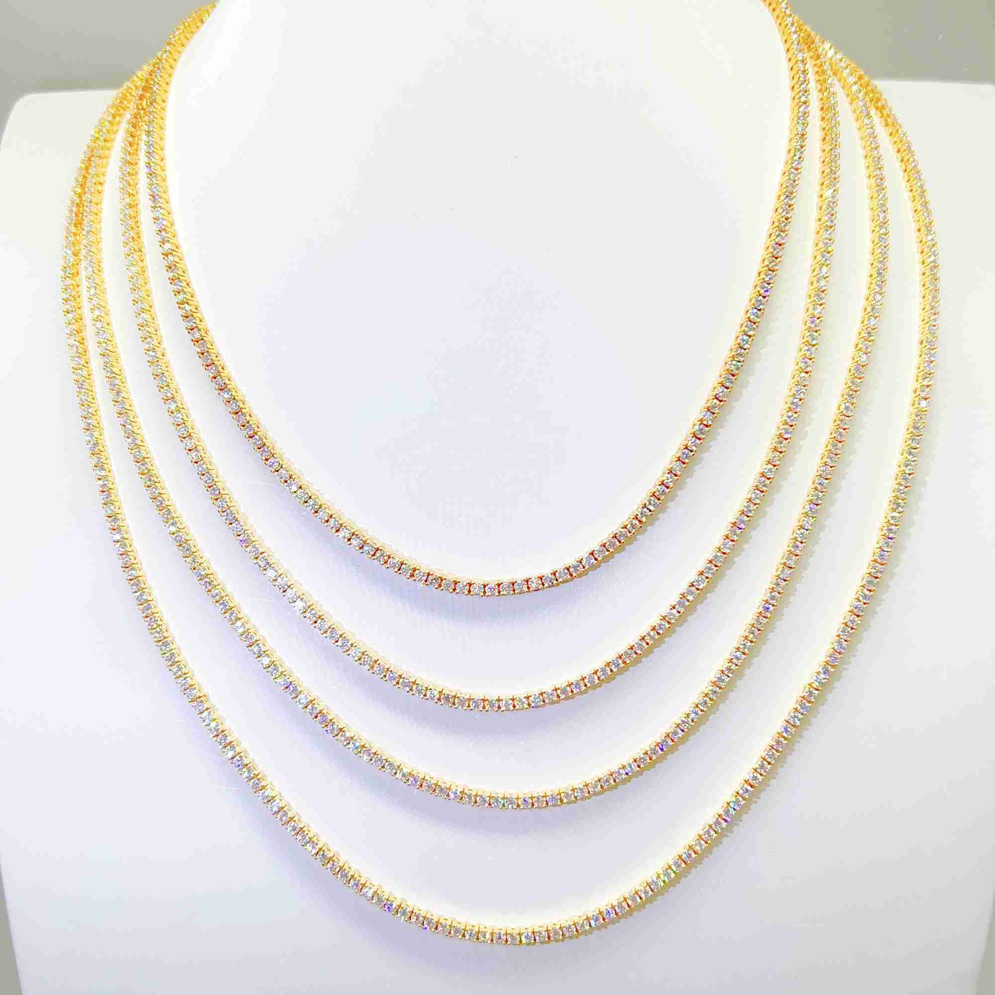 Fashion Jewelry Hip Hop 2mm Vvs Moissanite Baguette Necklace 925 Sterling Silver Tennis Chain