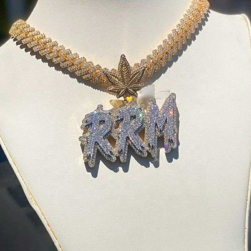 Custom Initial Letter Chain Customized Full Iced Out Charm S925 Charm Vvs Def Moissanite Diamond Name Pendant Necklace