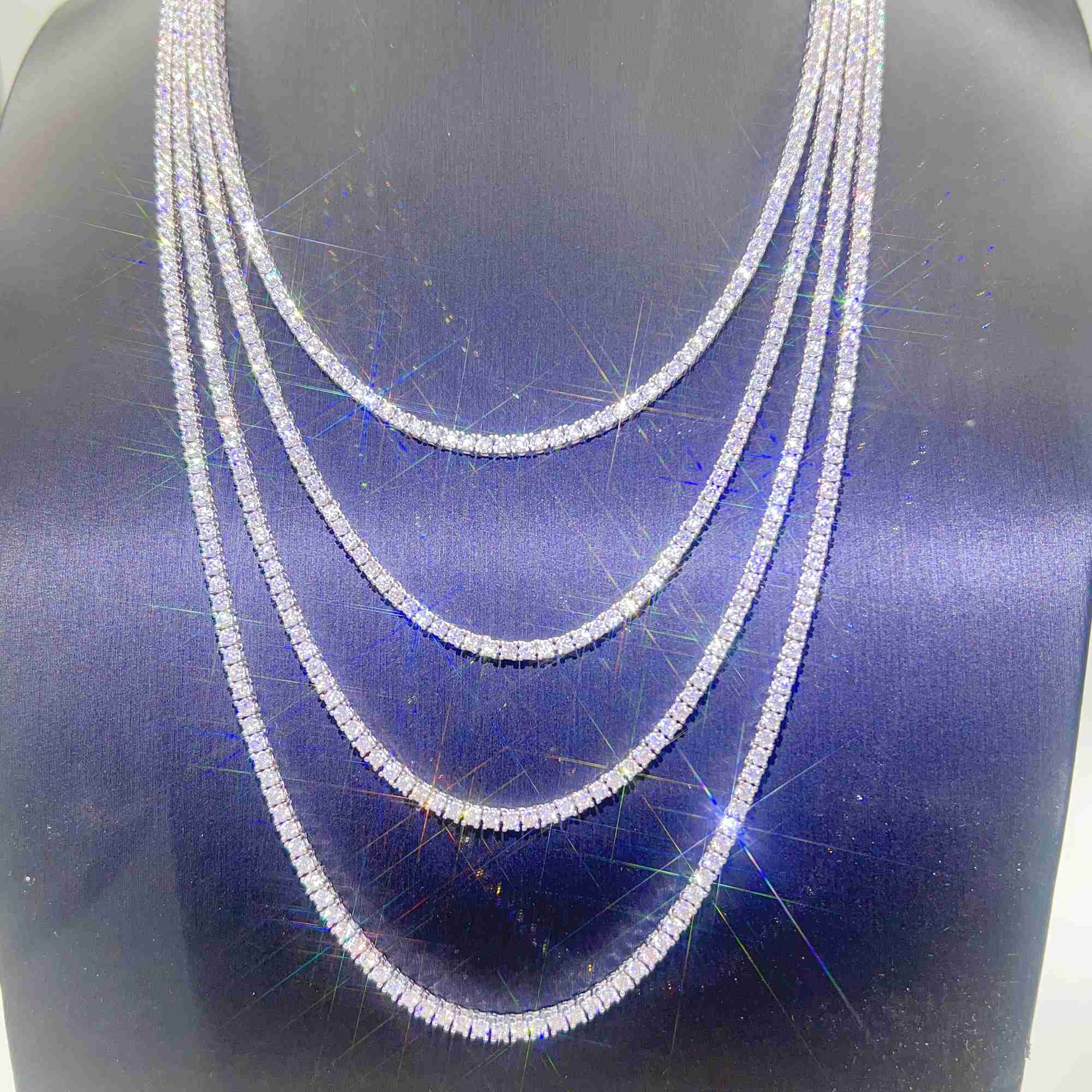 Pass Diamond Tester Gra Certified Vvs Moissanite Necklace S Sterling Sier 2mm Tennis Chain