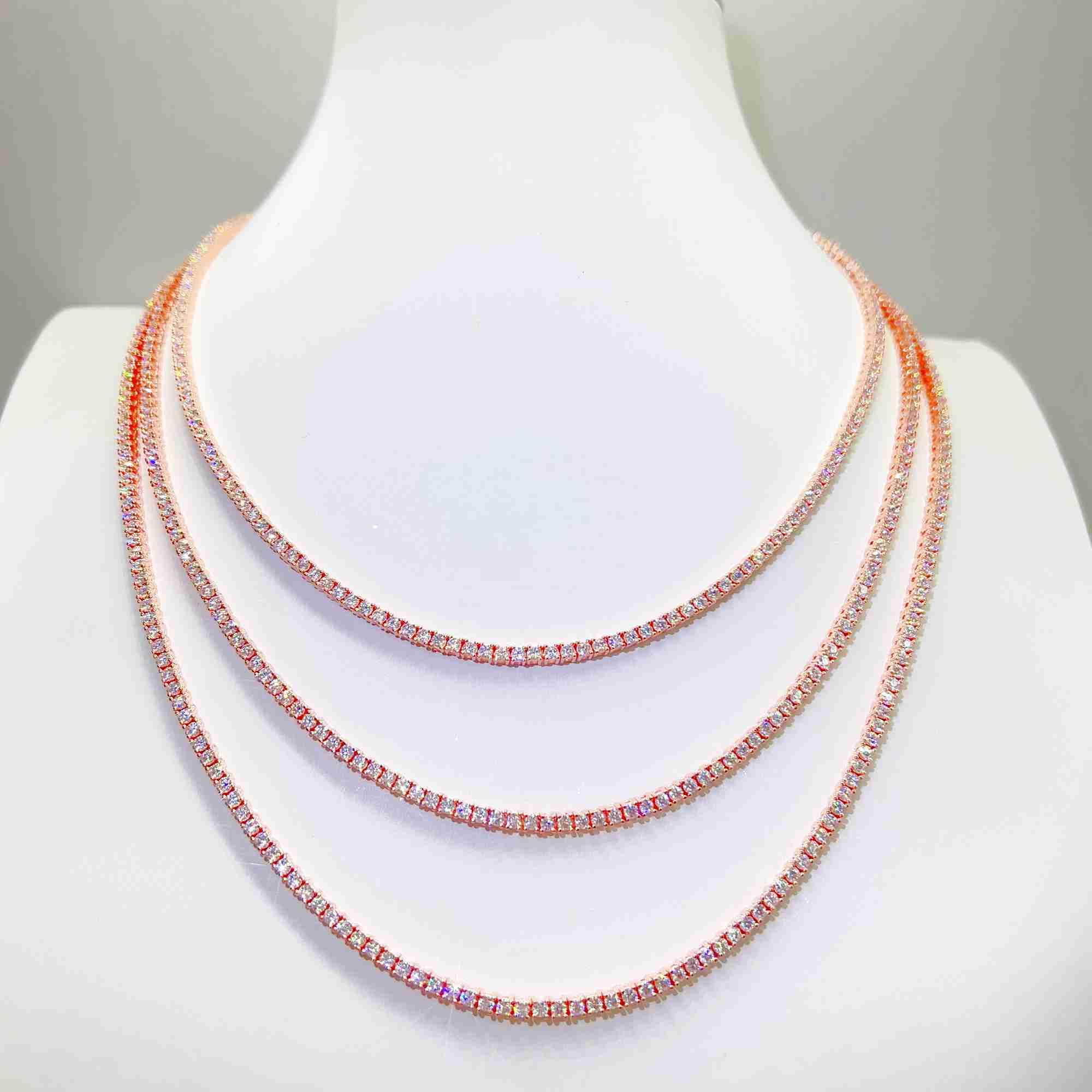 Fashion Jewelry Hip Hop 2mm Vvs Moissanite Baguette Necklace 925 Sterling Silver Tennis Chain