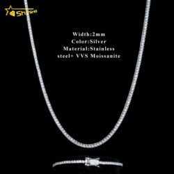 Pass Diamond Tester Gra Certified Vvs Moissanite Necklace S Sterling Sier 2mm Tennis Chain