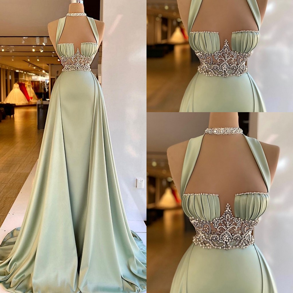 Arabic Green Mermaid Prom Dresses Elegant Sleeveless Halter Neck Soft Satin Beading Dresses Long Party Evening Gowns 0109, Water melon
Arabic Green Mermaid Prom Dresses Elegant Sleeveless Halter Neck Soft Satin Beading Dresses Long Party Evening Gowns 0109, Water melon