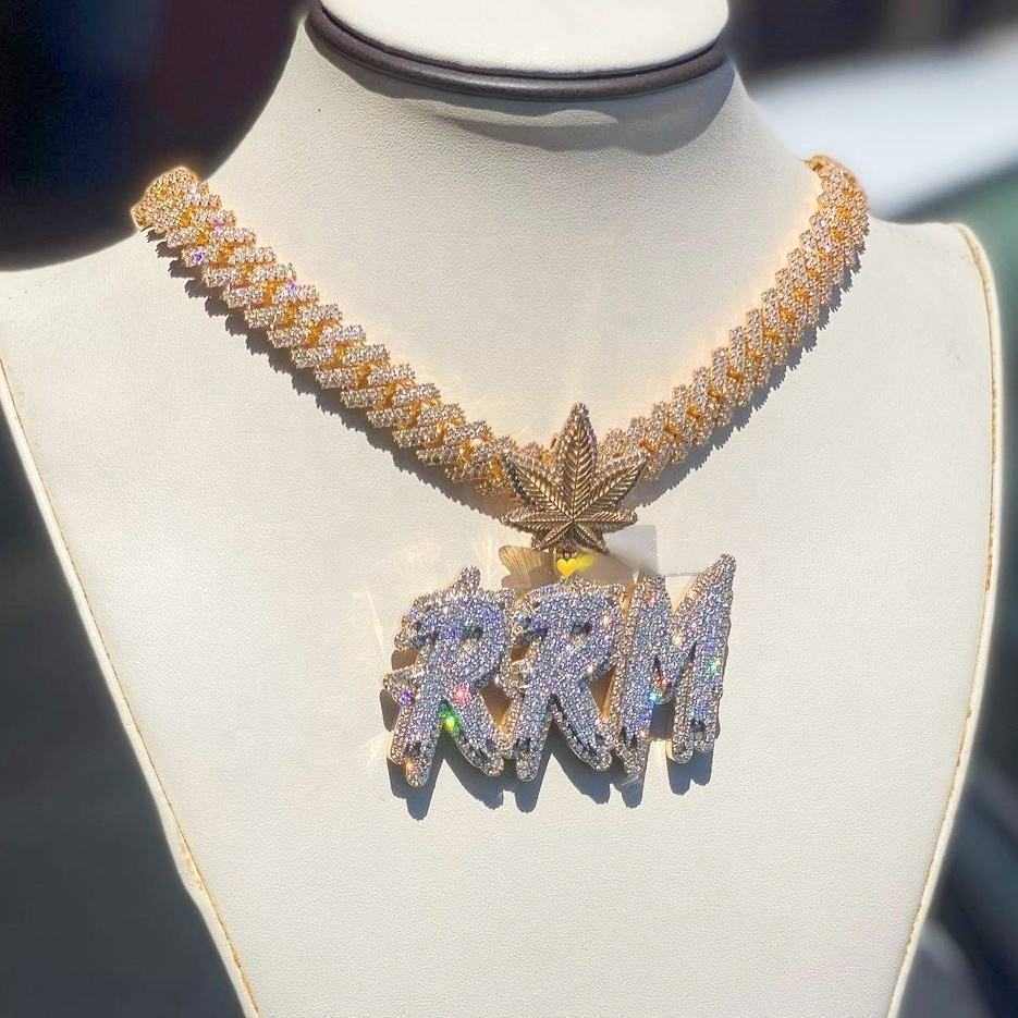 Custom Initial Letter Chain Customized Full Iced Out Charm S925 Charm Vvs Def Moissanite Diamond Name Pendant Necklace