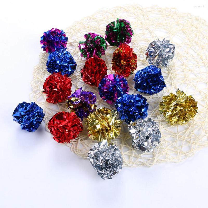 Cat Toys 20Pcs/Set Fun Mylar Crinkle Ball Toy Interactive Colorful Sound Ring Paper Kitten Playing Balls Pet Products