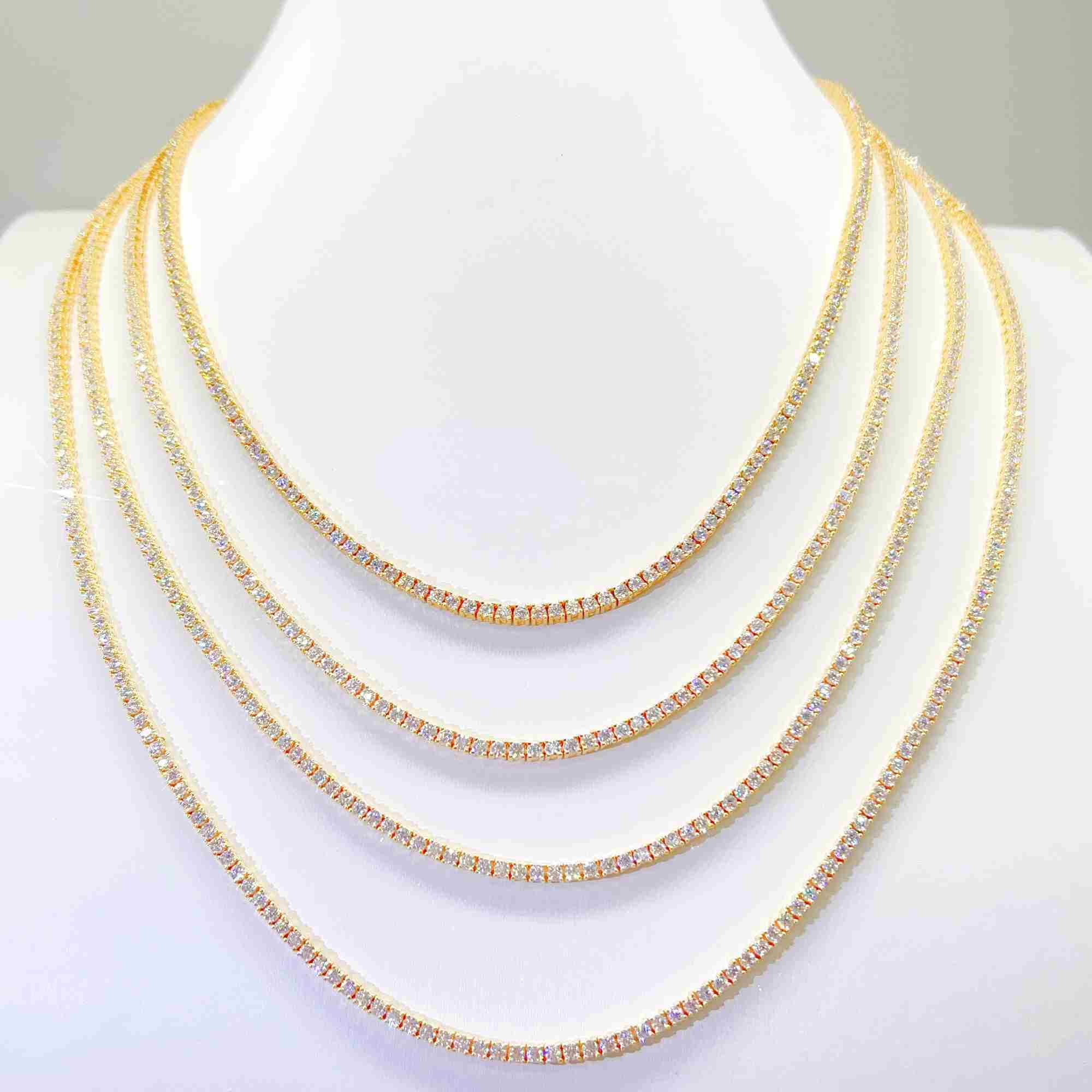 Fashion Jewelry Hip Hop 2mm Vvs Moissanite Baguette Necklace 925 Sterling Silver Tennis Chain