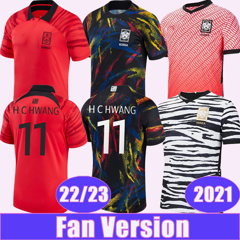 21 22 23 Korea Mens Soccer Jerseys National Team U J HWANG I B HWANG C H KWON H M SON Home Red Away White Goalkeeper Training Wear Football Shirt Uniforms
