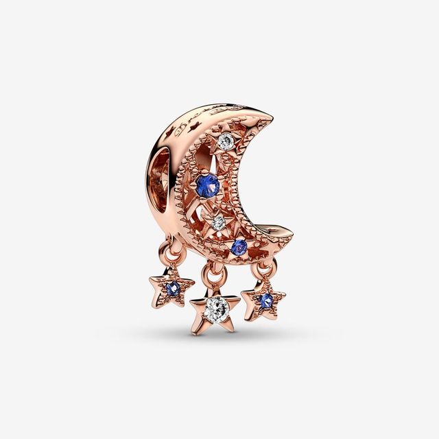 The New Popular Pure Silver Charm Moon Star Charm Pearl DIY Is Used For Primitive Pendant Bracelet Jewelry Fashion Female Gifts