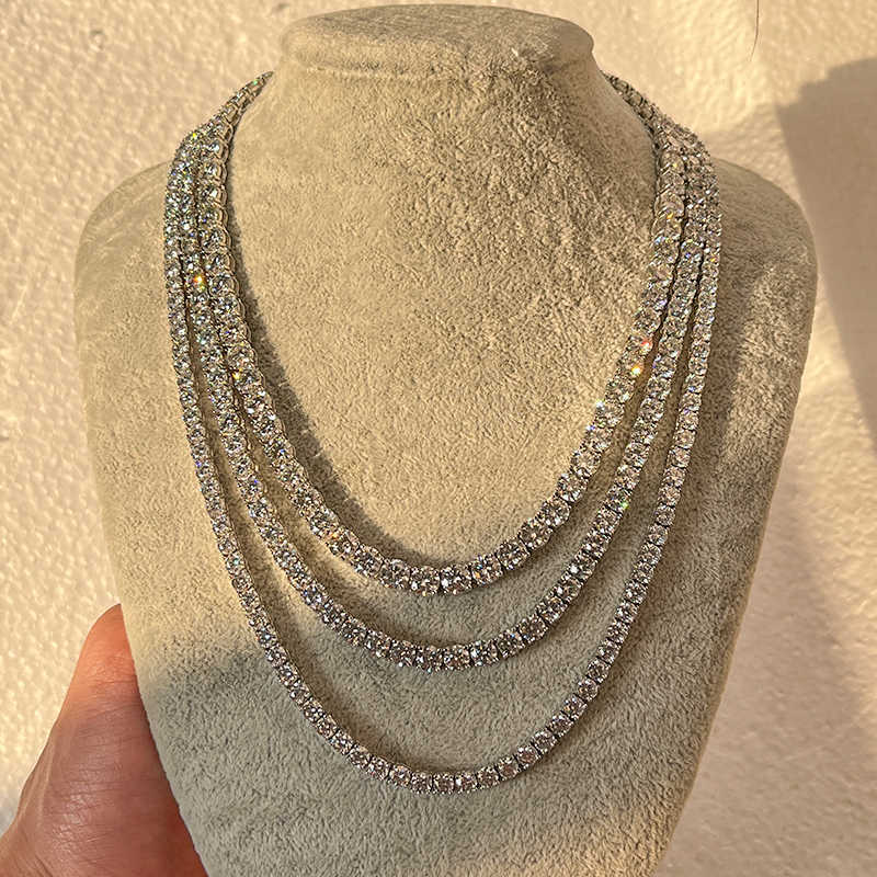 Local Us Stock Pass Diamond Tester Lab Grown d Color Vvs Moissanite Tennis Chain Necklace for Men Women
