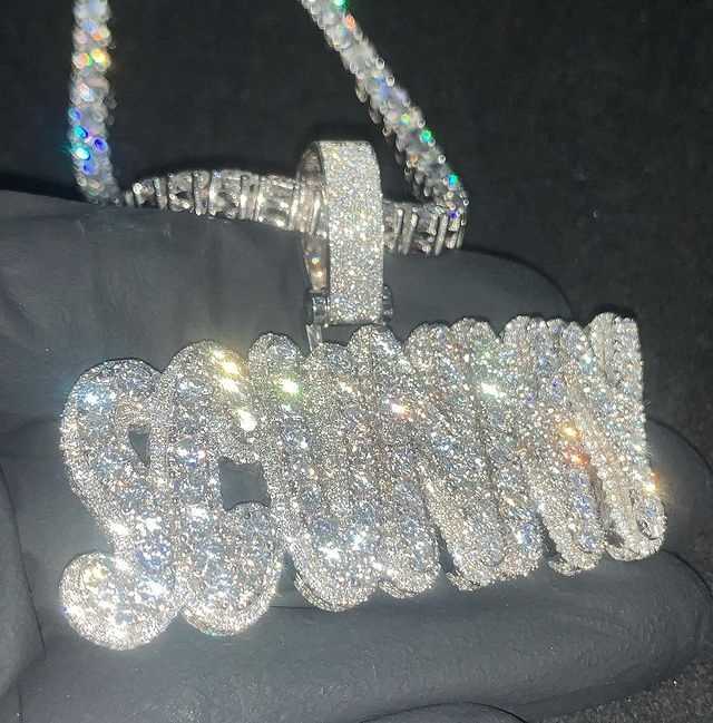 Newly Designed Personalized 925 Silver Moissanite Custom Lettered-name Pendant Hip Hop Necklace for Men and