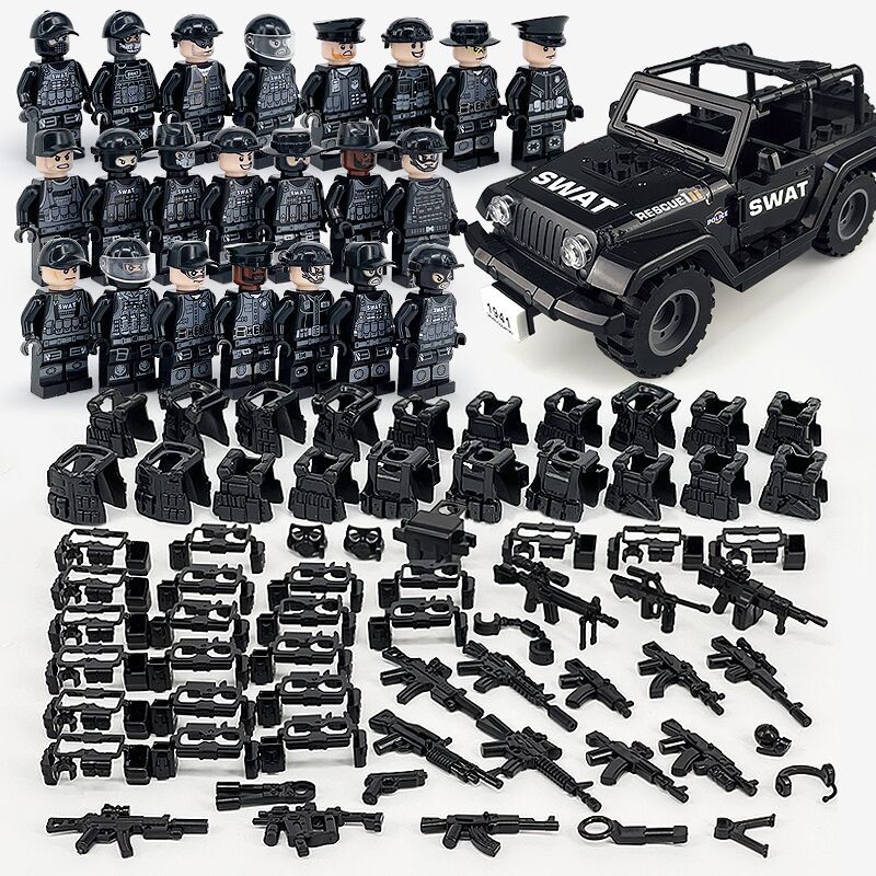 SWAT Military Building Blocks Toys Minifigs Set - SUV and 22Pcs Soldiers Mini Figures with Accessories