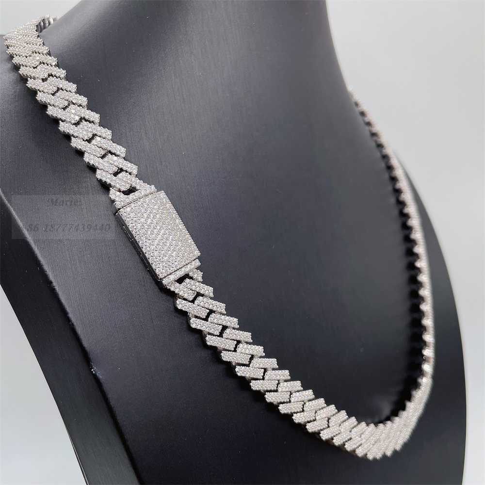 Hip Hop Bracelet Necklace Custom Jewelry S925 with Vvs Moissanite Diamond Cuban Chain 10mm Iced Out Link