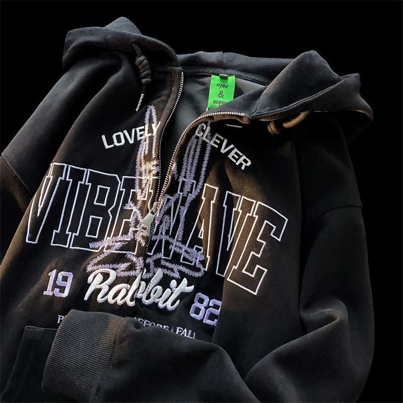 Women s Hoodies Sweatshirts autumn loose hoodie long sleeved top female women American retro letter embroidery hooded sweater trend casual jacket 2301