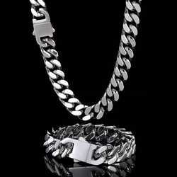 Arrival Stainless Steel Four Sided Polished Gold Plated Miami Hip Hop Cuban Chain Necklace