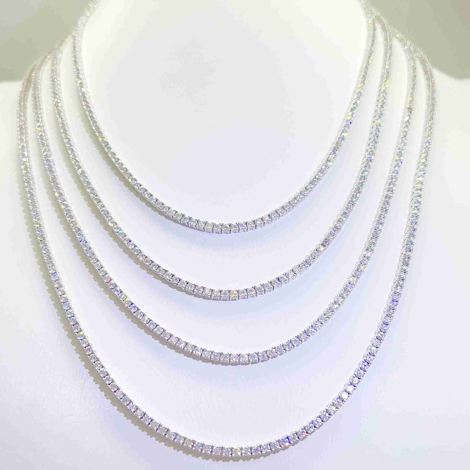 Fashion Jewelry Hip Hop 2mm Vvs Moissanite Baguette Necklace 925 Sterling Silver Tennis Chain