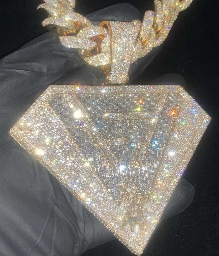 Hip Hop Pendant Bling Iced Out Moissanite Sterling Silver Diamond Charm Custom Necklace